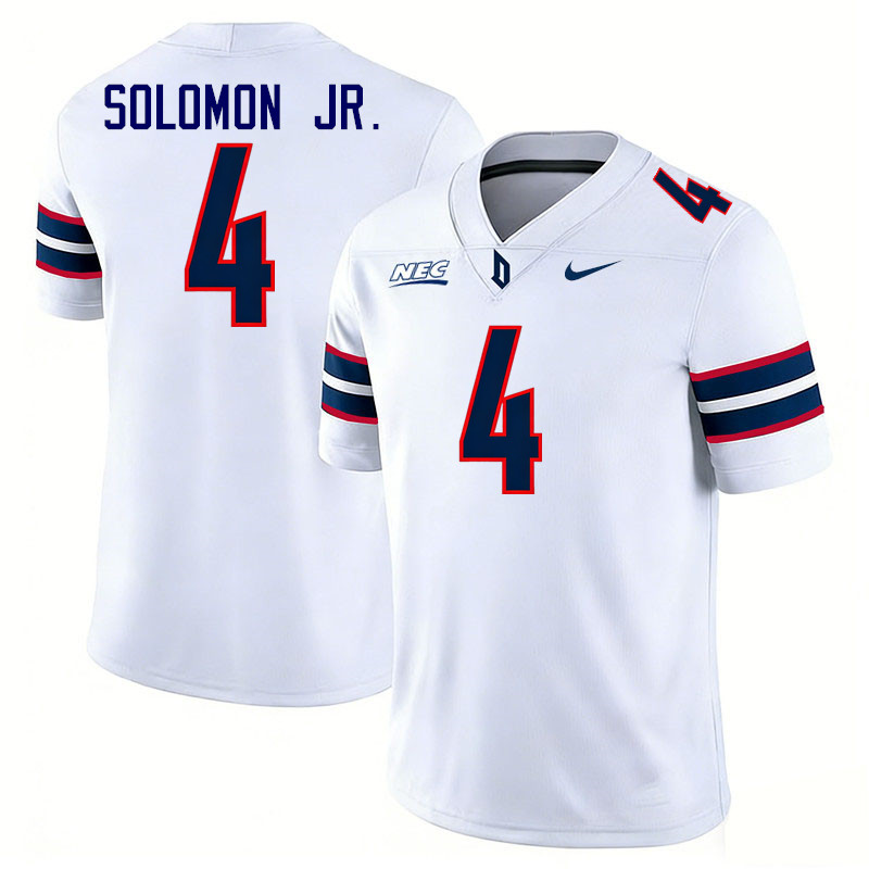 Duquesne Dukes #4 Shawn Solomon Jr. College Football Jerseys,Uniforms Stitched-White